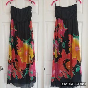 Forever 21 Strapless Flower Print Maxi Dress